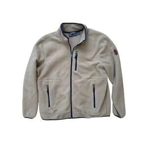 Free Country Fleece Jacket Sherpa Full Zip Men XL Tan Brown Outerwear Coat